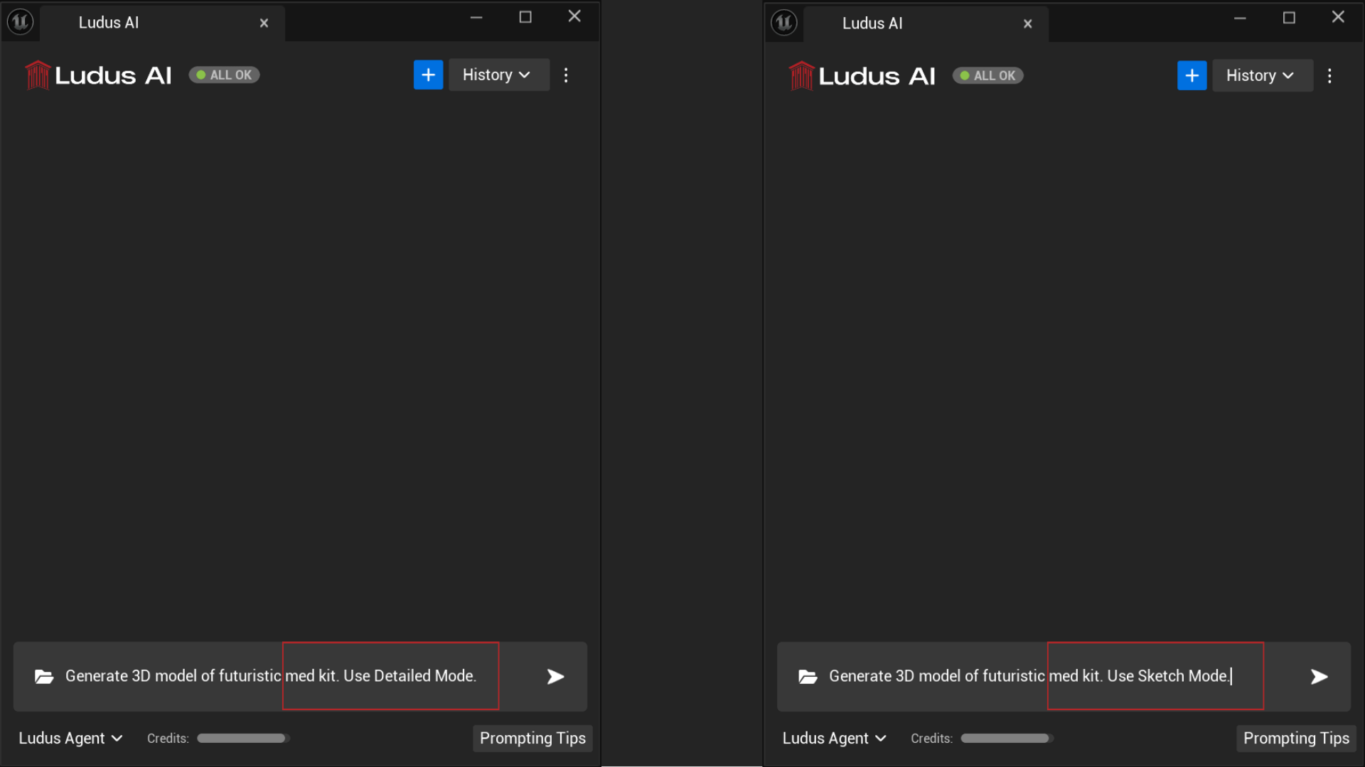 Generation modes included in prompt in plugin