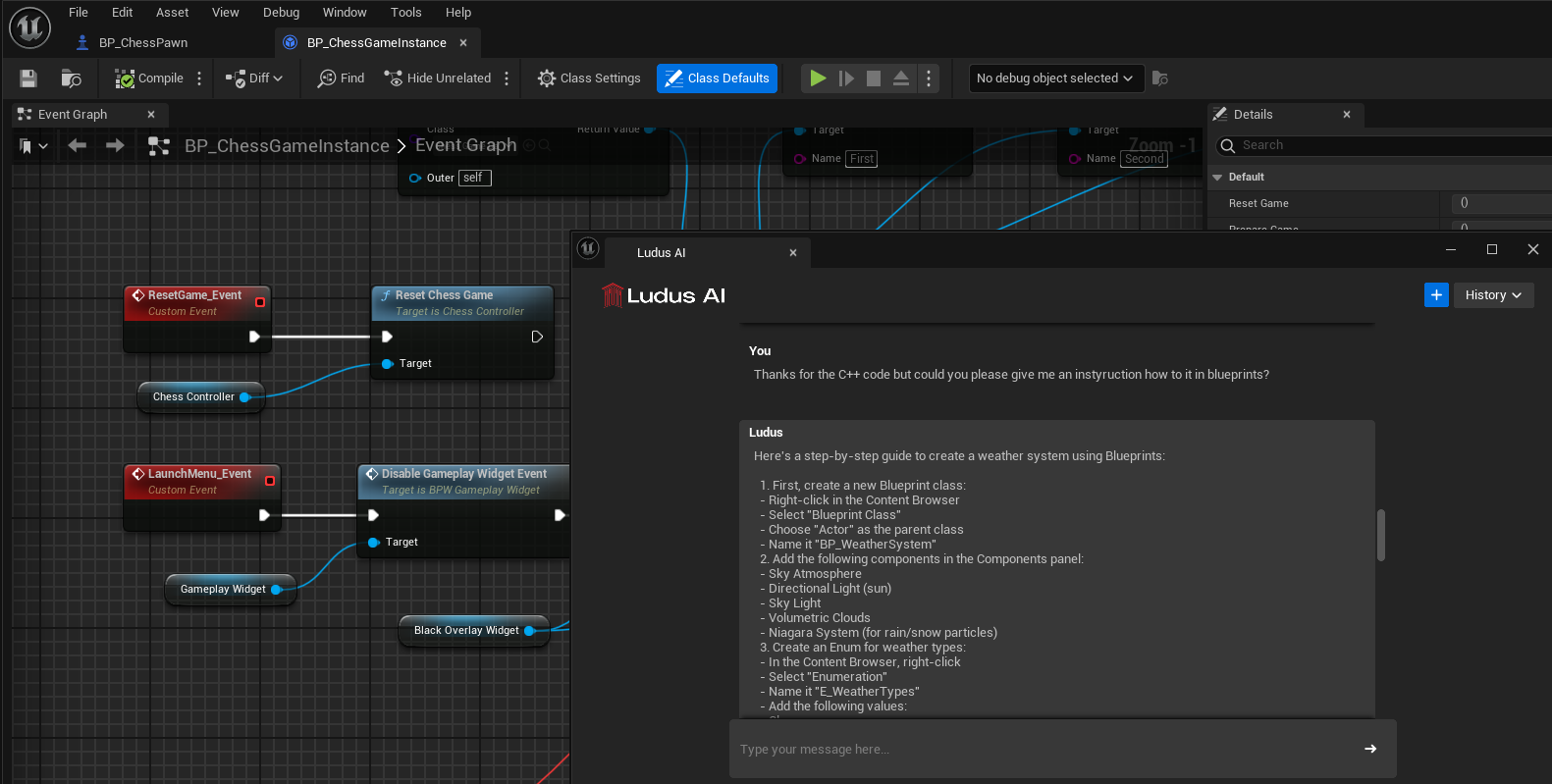 Blueprint instructions widget