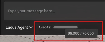 UI with progress bar and tooltip with credit number.