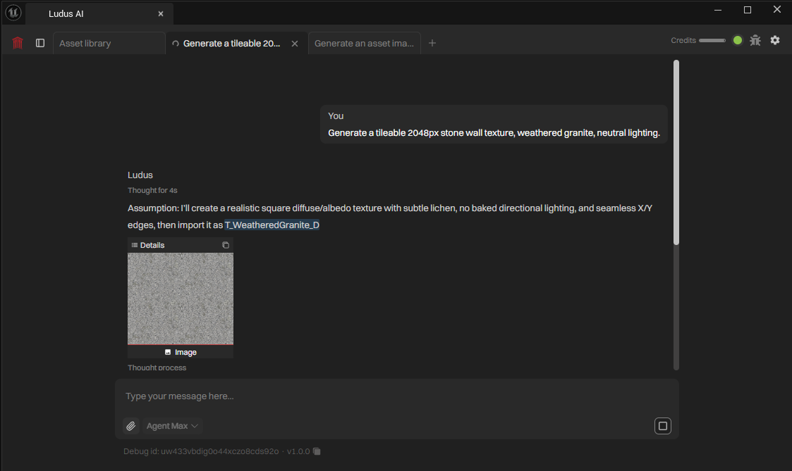 Ludus chat showing a generated image preview card
