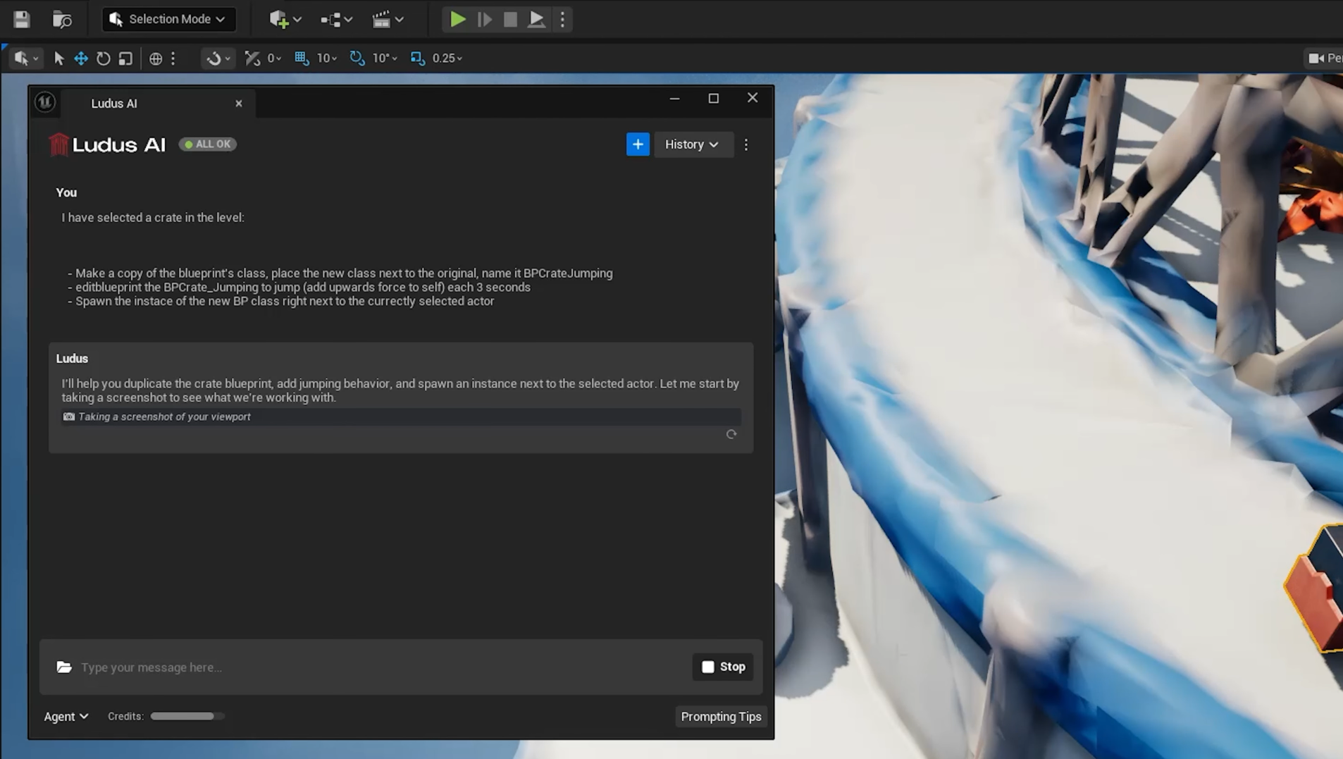 Ludus plugin opened with prompt about blueprint actions