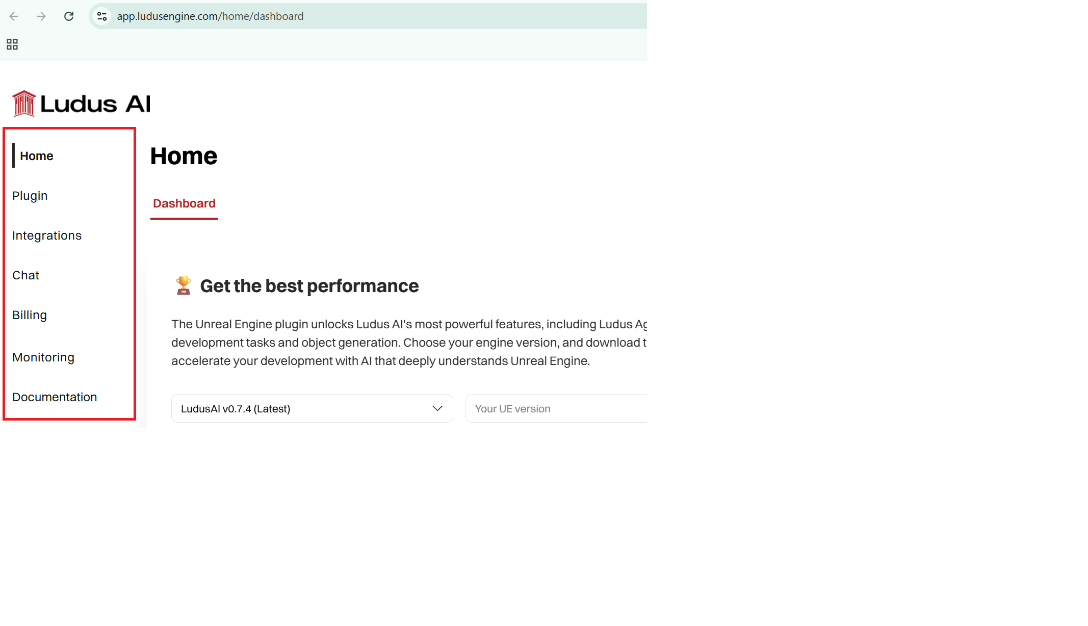 Ludus Web application open with visible tabs
